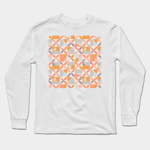 Mid Century Shapes N.06 / Retro Summer Morning Long Sleeve T-Shirt by matise